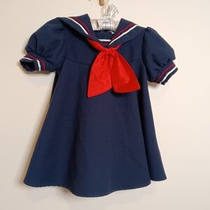 Vintage Good Lad's Girls Little Girls Sailor Dress Navy Blue 2T